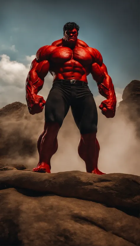 Red Hulk Marvel super strong, muscular, ABS,l, 35mm lens, photography, ultra details, HDR, UHD,8K