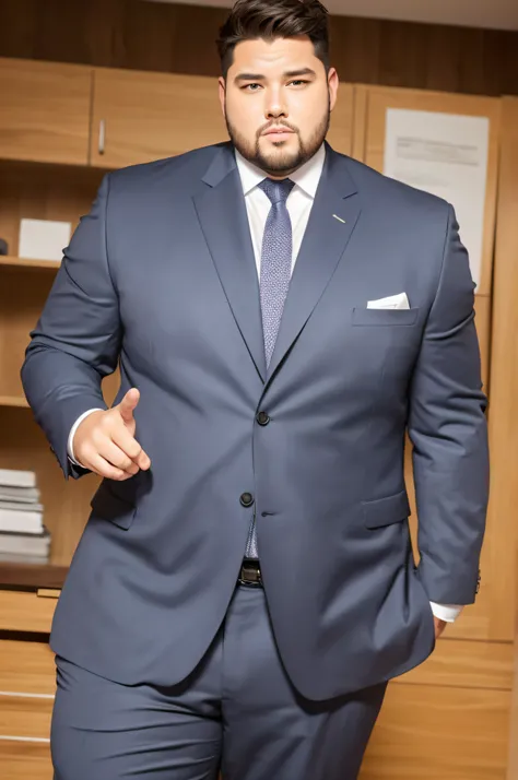 Man Plus size, professional, CEO, wear boss suits, in the office