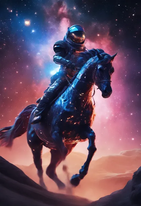 Cosmic horse pintura fosca detalhada, cor profunda, genial, detalhes intrincados, tela inicial, cores complementares, arte conceitual de fantasia, 8k resolution trending on Artstation Unreal Engine 5