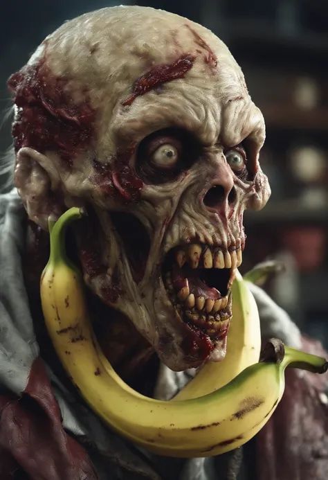 An Anime masterpiece Zombie Banana.  Cinematic, terror, horror, Blood