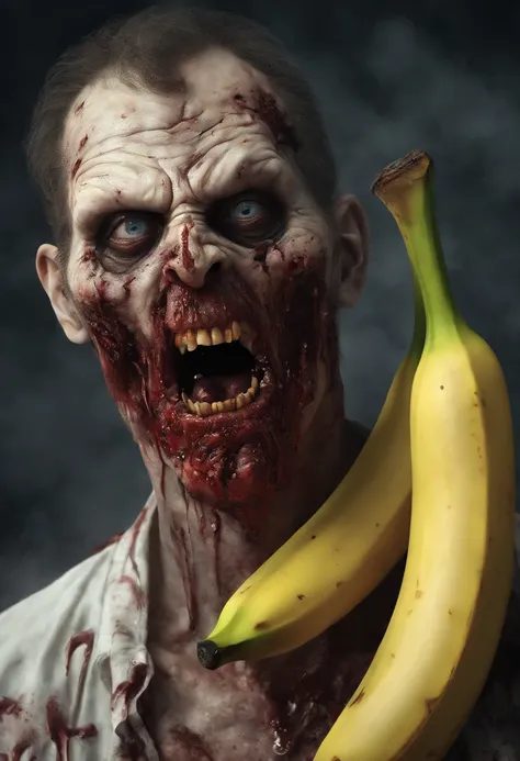 An Anime masterpiece Zombie Banana.  Cinematic, terror, horror, Blood