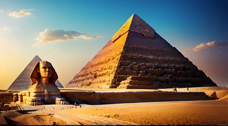 create a visually stunning digital scene that shows the imposing pyramid of giza. pay special attention to the intricate details...