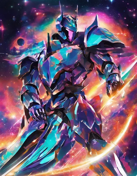 Cosmic Fallen Knight, cinzas cosmicas, estranho, assustador, cores muito brilhantes, light particles, com luz brilhante, Mshiff, Arte do papel de parede, Papel de parede UHD, artistic, intrincado