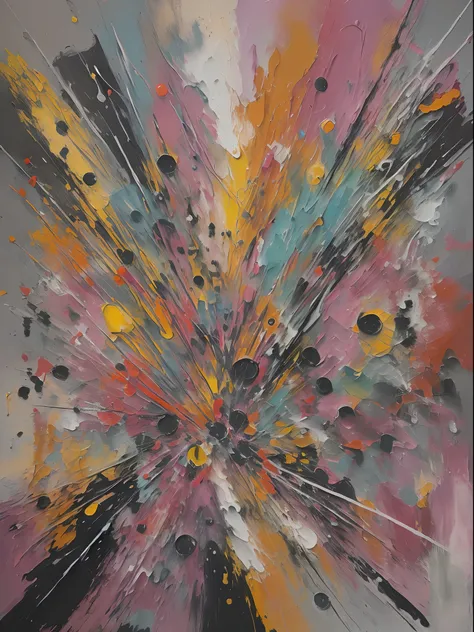 Abstract painting representing the sound of punk music, using vibrant colors and erratic shapes