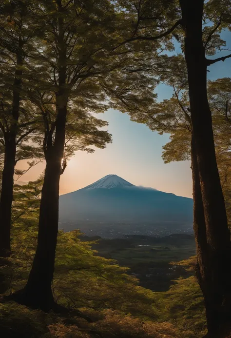 Original photo of the mountain.Fuji, SakuraNS, small detailed, photo-realistic, Ultra realistic photo, 8K UHD, DSLR camera, Delicate, soft lighting, hiquality, Film particle, FujiXT3, (tmasterpiece)