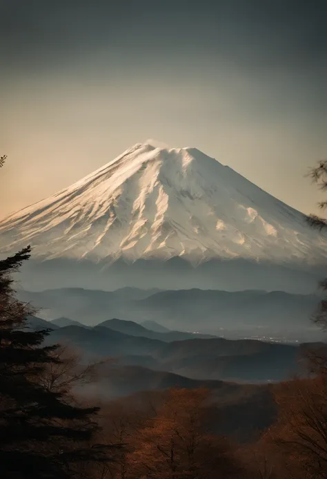 Original photo of the mountain.Fuji, SakuraNS, small detailed, photo-realistic, Ultra realistic photo, 8K UHD, DSLR camera, Delicate, soft lighting, hiquality, Film particle, FujiXT3, (tmasterpiece)