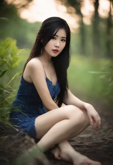 beautify asian sexy girl, 16 year old, sit on ground, white skin, black hair, nsfw