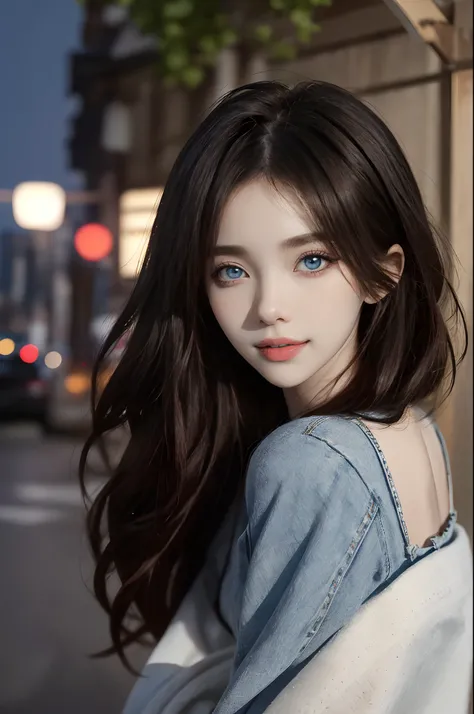 ((4K works))、​masterpiece、(top-quality)、1 beutiful girl、Slim body、tall、((Attractive clothes in black and white))、(Detailed beautiful eyes)、Take selfies on the road at night、((Face similar to Carly Rae Jepsen))、((Long boyish red hair))、((Smaller face))、((Ne...