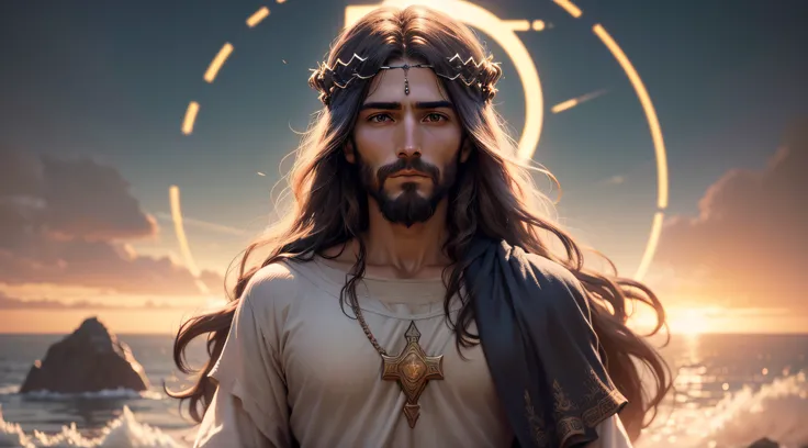 Por favor, Create a high-definition image of Jesus Christ with the following specifications:

resolution: 1920x1080 pixels
Jesus Cristo deve estar representado de maneira respeitosa e digna, according to traditional Christian iconography.
A imagem deve ser...