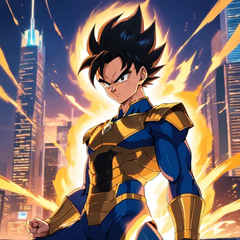 Vegeta, wearing a black suit, with a cigarette in his mouth, sitting on a chair that highlights his power and influence, masculine, Dragon Ball,illustration,highres,ultra-detailed,sharp focus,dramatic lighting,vivid colors,realistic style, cigarette smoke,...