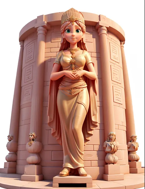 Statue of a woman in a sari dress standing in front of a building, goddess. extremely high detail, 3 D Goddess Minerva, Extremely detailed shot of the goddess, Giant clay statue, 3 d goddess portrait, Statue de la femme parfaite, Epic 3 D Yemaya, Epic 3 D ...