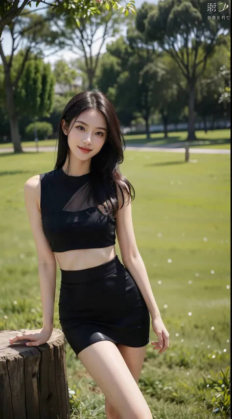 In the field，There is a beauty that catches the eye。She has a slim figure，Wear a short skirt，Crop topping，Long legs，It looks more elegant。In terms of appearance，She has long black and shiny hair，The skin is as fair as jade，The facial features are delicate ...