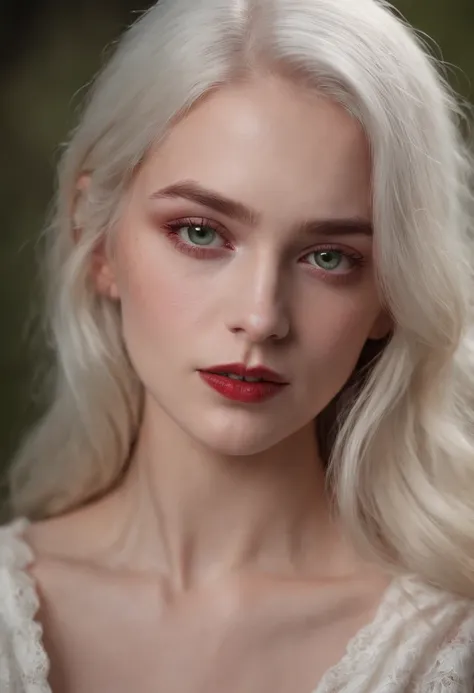 (((a deep reddish wound crosses her left cheek))) fair complexion, naked woman around 19 years old, natural white hair, distinctive green eyes, beautiful, candlelight in a medieval setting, ultra sharp focus, realistic shot, , tetradic colors (scar:1.4)