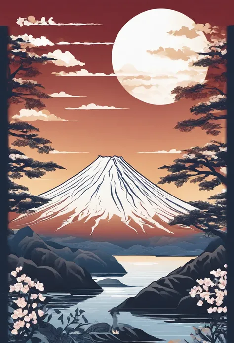 Mount Fuji, Honshu Island, (illustration: 1.0), epic composition, realistic lighting, high-definition detail, masterpiece, best quality, (very detailed CG unified 8k wallpaper), 1 man