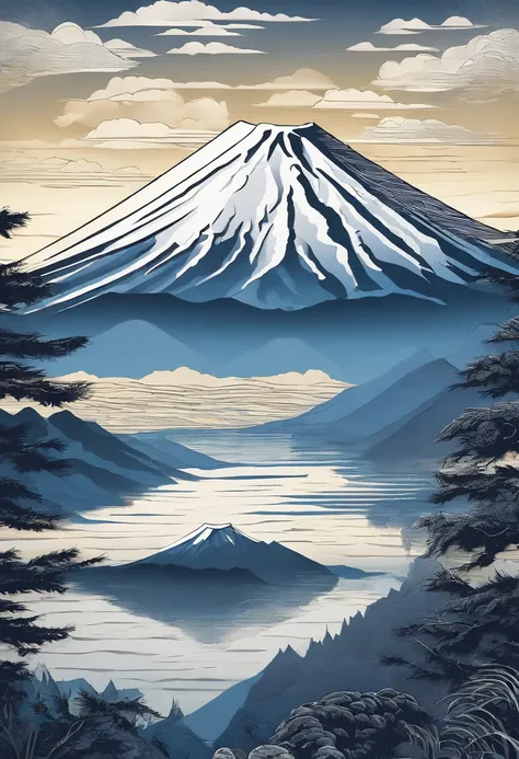 Mount Fuji, Honshu Island, (illustration: 1.0), epic composition, realistic lighting, high-definition detail, masterpiece, best quality, (very detailed CG unified 8k wallpaper), 1 man