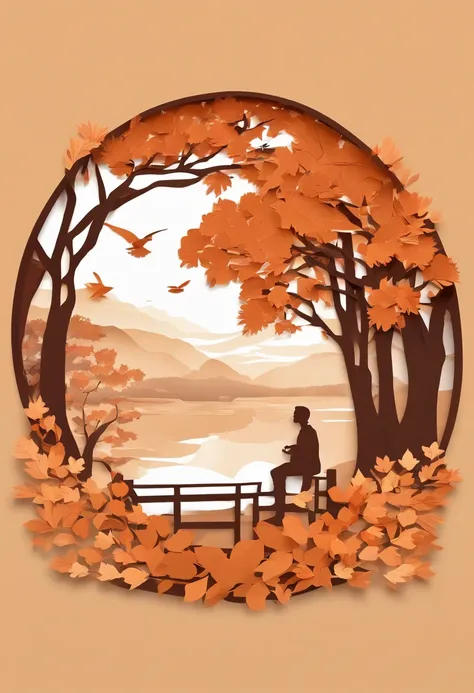 (((masterpiece))),best quality, autumn scenery, 1man, warm color, short hair, smile, calm expression