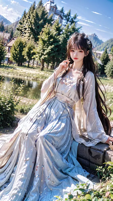 (Best quality,4K,A high resolution,Masterpiece:1.2),Ultra-detailed,Realistic:1.37,Portrait,landscape,
White flowing fairy dress,Exquisite details,Clouds,White Rabbit Fairy,Melodic flute,Sunlight,tranquil ambiance,mistic