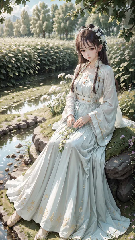 (Best quality,4K,A high resolution,Masterpiece:1.2),Ultra-detailed,Realistic:1.37,Portrait,landscape,
White flowing fairy dress,Exquisite details,Clouds,White Rabbit Fairy,Melodic flute,Sunlight,tranquil ambiance,mistic