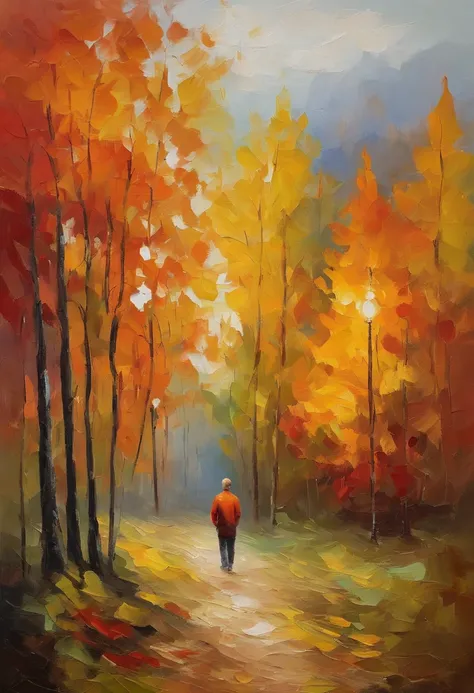 (((masterpiece))),best quality, autumn scenery, 1man, warm color, short hair, smile, calm expression