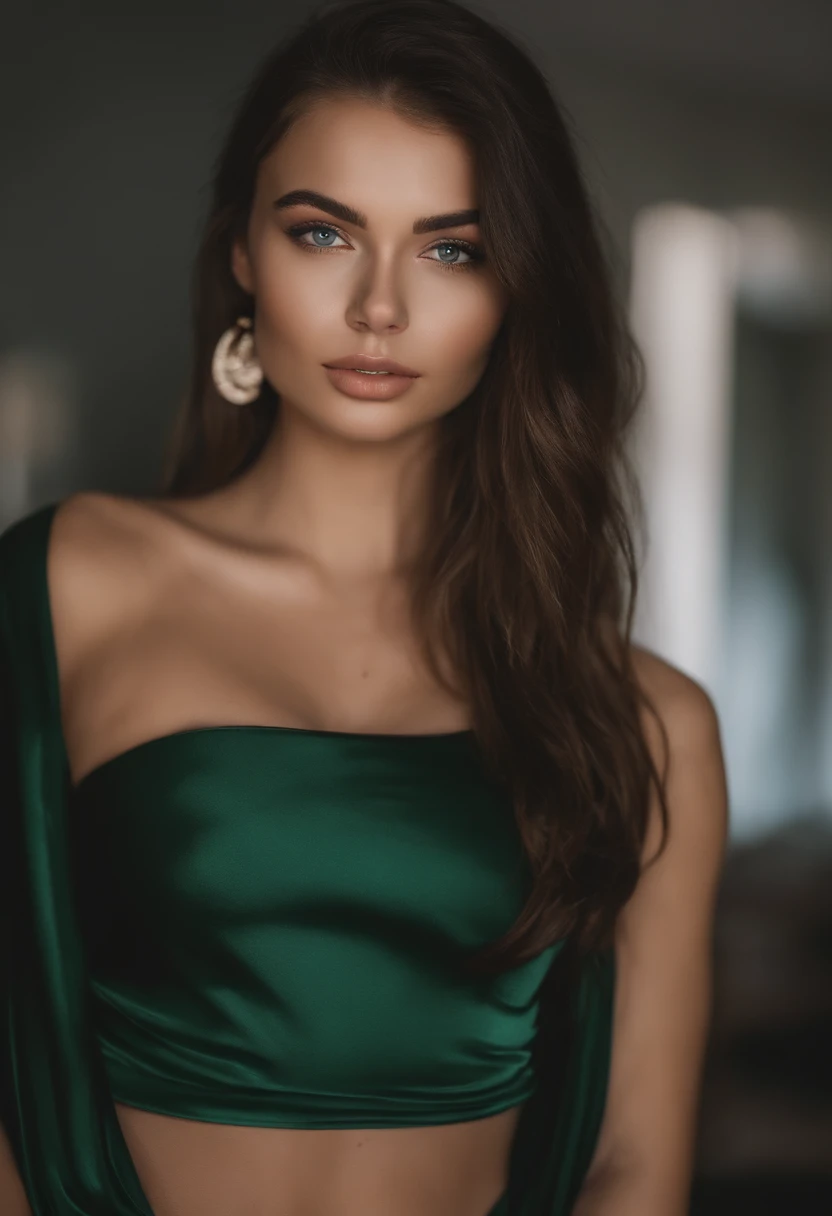 Femme arafed avec de gros seins, fille sexy aux yeux verts, Portrait Sophie Mudd, cheveux bruns et grands yeux, selfie of a young woman, Yeux de chambre, Violet Myers, sans maquillage, maquillage naturel, looking straight at camera, Visage avec Artgram, Ma...