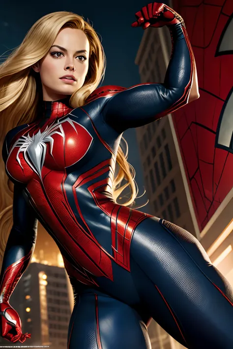 Margot Roberts homens-aranha Marvel, Ultra Detalhado, dinamic poses, papel de parede 8k