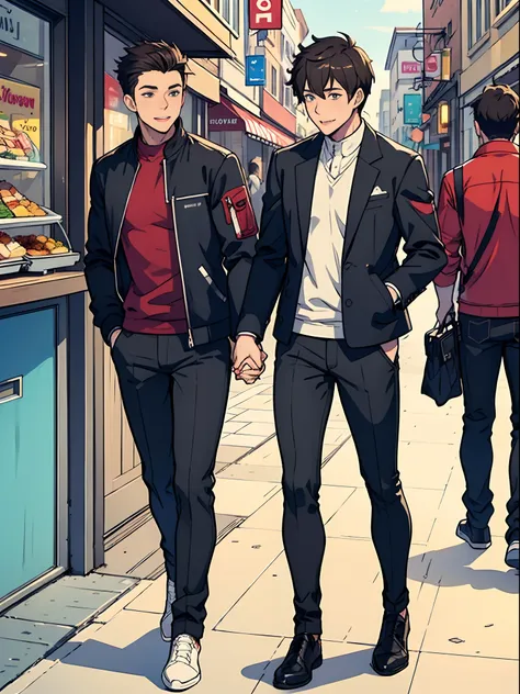 2male, jacket, pant, gay, gay male relationship,yaoi, city boy fasion style, wood, food,