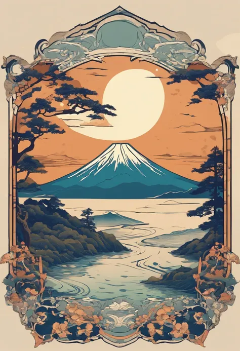 Mount Fuji, Honshu Island, (illustration: 1.0), epic composition, realistic lighting, high-definition detail, masterpiece, best quality, (very detailed CG unified 8k wallpaper), 1 man