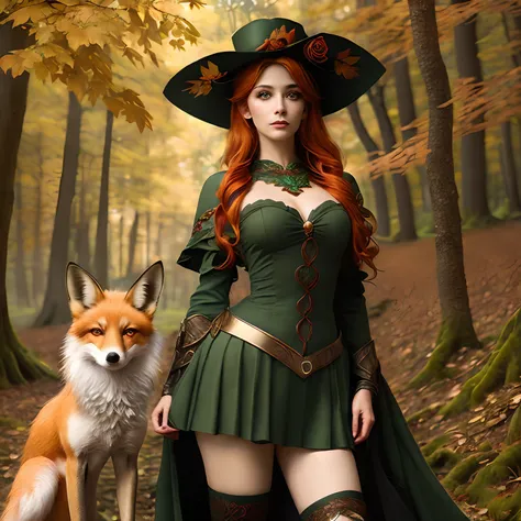 high details, best quality, 8k, [ultra detailed], masterpiece, best quality, (extremely detailed), dynamic angle, ultra wide shot, RAW, photorealistic, fantasy art, dnd art, rpg art, realistic art, a wide angle picture of a female fairie ranger and her pet...