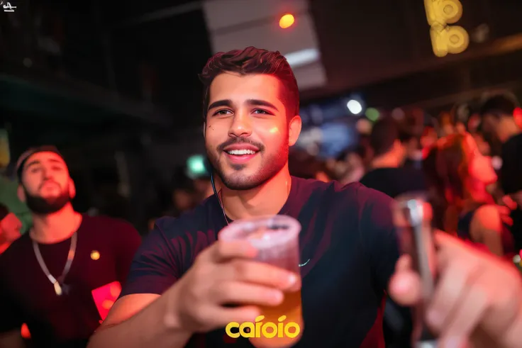 Turn the photo of a man holding a drink in his hand at a party, no estilo anime, caio santos, Candid flash photography, 1614572159, icaro carvalho, candid shot, Carmelo Blandino, Directed by: Nandor Soldier, Directed by: Carlos Catasse, Diego Fazio, imagem...