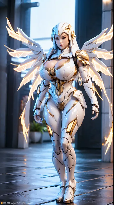 HUGE FAKE BOOBS, (BEAUTIFUL), (GOLD, WHITE), FUTURISTIC PHOENIX ARMOR GEAR, FUTURISTIC MECHA SUIT, (CLEAVAGE), ((LARGEST MECHANICAL GODDESS WINGS)), (SKINTIGHT YOGA PANTS), (TALL LEGS), FRONT, (STANDING), SLENDER SEXY BODY, MUSCLE ABS, UHD, 8K, 1080P.