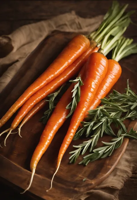 create an image that depicts a recipe for Glazed Carrot with Sage