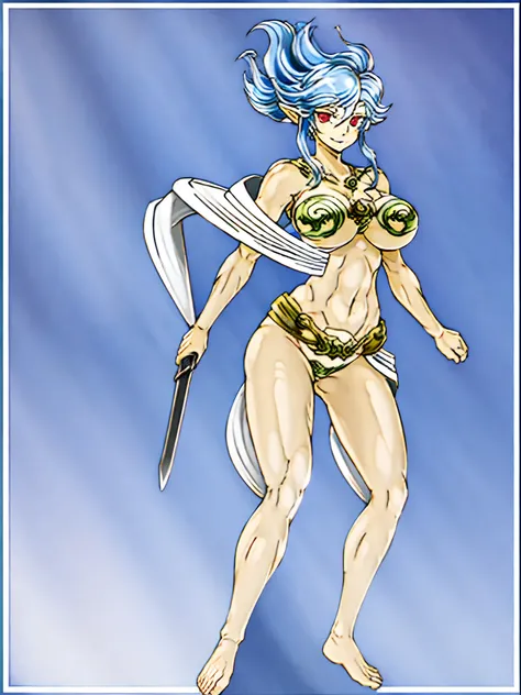 arafed image of a female character with a sword and a cape, skinny female fantasy alchemist, fey, complex fantasy character, cory chase as an atlantean, silvery skinned male elf, sexy pudica pose gesture, lady palutena, sfw version, pixiv contest winner, f...