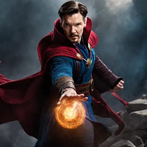 "Experience the mystical power of Doctor Strange as he summons supernatural forces with his hands, captured in an impressive 8k ultra-HD resolution."