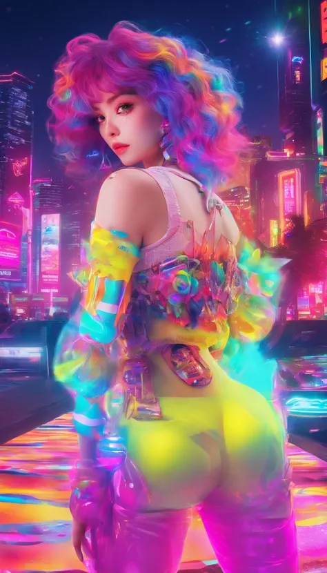 {{masterpiece}}, best quality, extremely detailed CG unity 8k wallpaper, cinematic lighting, lens flare, beautiful detail eyes, black,  side glance,  multicolor hair, colorful light, particles, heterochromia, (colorful:1.5), (colorful hair:1.5),