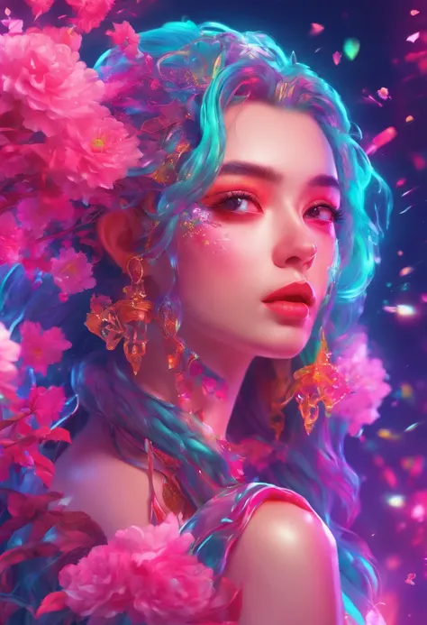 (highres:1.2, realistic:1.37), vibrant colors, surreal, ethereal, enchanting, (fantasy, whimsical:1.1), female, cherry blossom, hybrid, (detailed, intricate:1.1) floral patterns, magical, (flowing, long) hair, (delicate, graceful) pose, (luminous, glowing)...