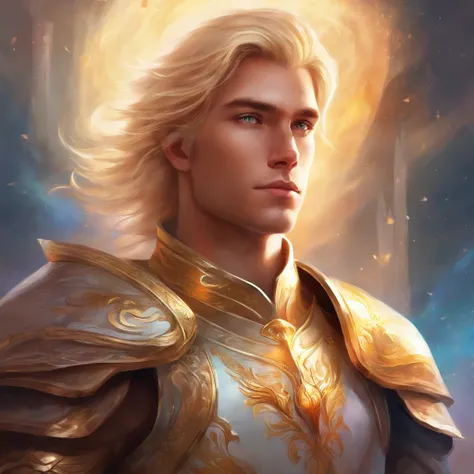 ralistic blonde young male paladin