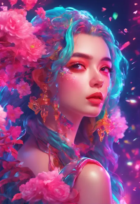 (highres:1.2, realistic:1.37), vibrant colors, surreal, ethereal, enchanting, (fantasy, whimsical:1.1), female, cherry blossom, hybrid, (detailed, intricate:1.1) floral patterns, magical, (flowing, long) hair, (delicate, graceful) pose, (luminous, glowing)...