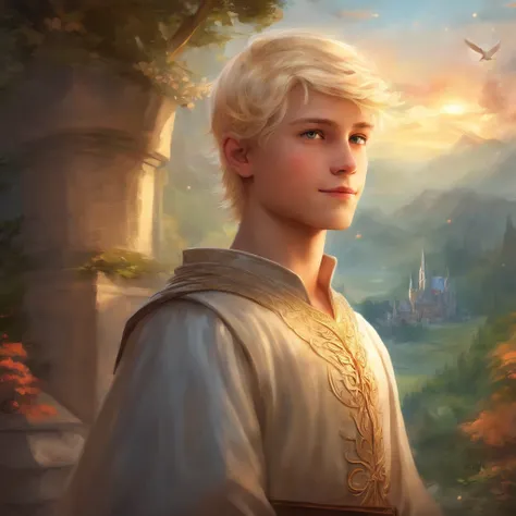 realistic medieval blonde villager boy