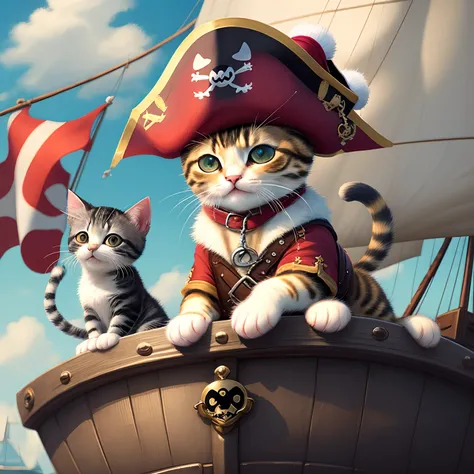 Pirate kittens on a pirate ship