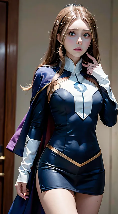 ((elizabeth olsen)), (( resolucion 4k)), ((enfoque nitido)), ((super realista)), abdomen plano, uniforme blanco de colegiala japonesa