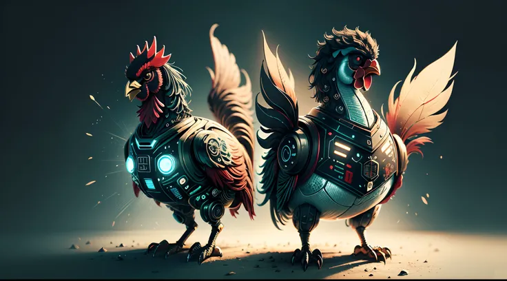 Transformer black and red robotic rooster