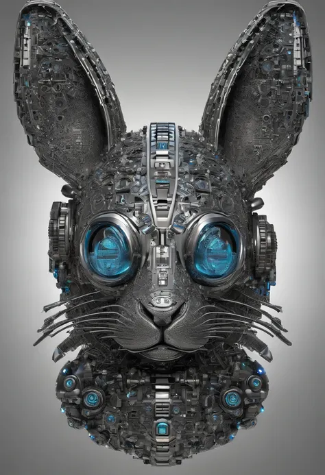 Mecha rabbit,Long ears,Rabbits mouth,Beautifully carved,,（Rabbit anthropomorphism）,Rich in color,Exquisitely.There are flowers around,Tight fit,On the back is the moon，starrysky,sportrait