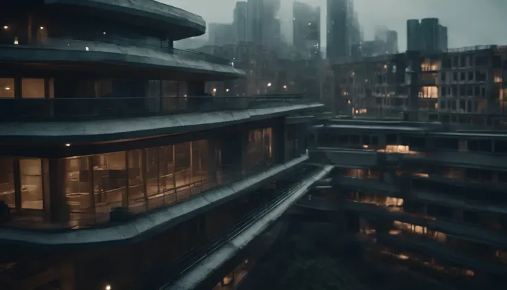 A dystopian futuristic city inhabited only by men with a lot of brutalist architecture, 8K, foto RAW