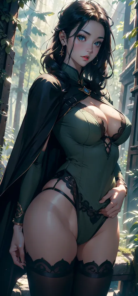 1female，41 years old，熟妇，A MILF ，Married Woman， mature，plumw，extremely large bosom ，Pornographic exposure， 独奏，（Background with：stunning view，ln the forest，city ruins，There is a lot of war）Snow-white skin， She has short black hair，Stand deep in the forest，se...