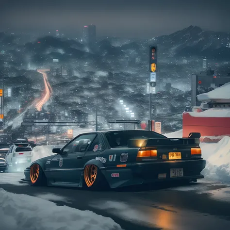 Tokyo, cars, city, drift, mountain, snow, cars JDM, neon city