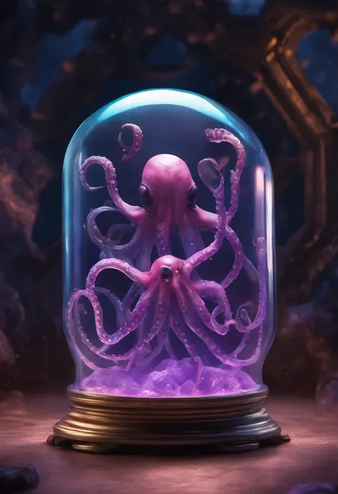 galaxy environment, caprichoso, A small octopus in a magical jar of unviable dream, 8k, Vivid, ultra detalis | | | | | | | |, color lighting, fotografia surreal, retrato