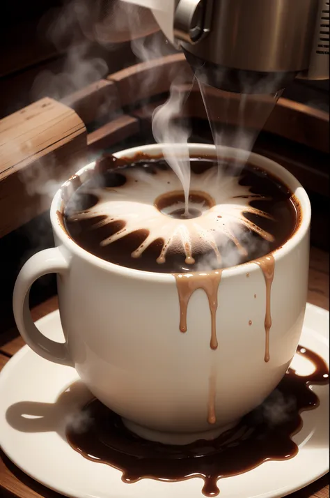 Steaming coffee