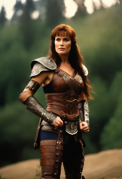 Hudson Leick Face, Callistos leather armor from Xena