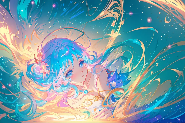 anime, princess flowing gown, glowing ethereal hair, anime girl with cosmic hair, beautiful young wind spirit, beautiful anime art style, beautiful digital illustration, inspired by Glen Keane, inspired by Lois van Baarle, disney art style, glowing aura ar...