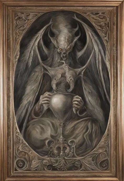 An oil painting of the true evil, in the style of trompe – l’œil illusionistic detail, blink – and – you – miss – it detail, wiccan, lithograph, gothic dark and macabre, romantic goth, gothic dark and ornate